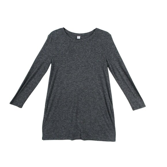 Old Navy Womens Charcoal Gray Long Sleeve Tunic Top L Polyester Rayon - Picture 1 of 8